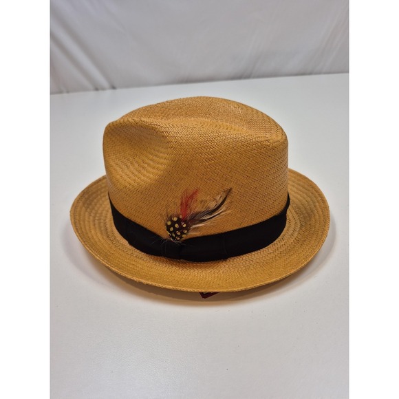Genuine Panama Hat Fedora Mens One Size Beige Straw Lightweight Breathable
